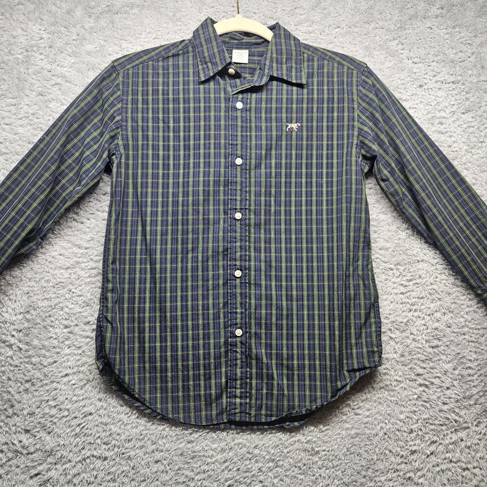 Crewcuts Boys Blue Plaid Button Up Shirt Size 10 Preppy Classic